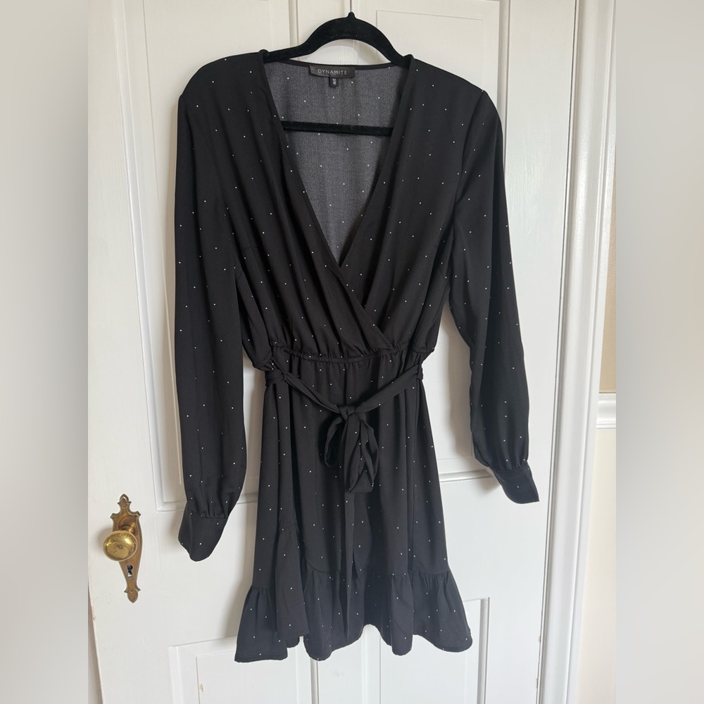 Women’s Black Polka Dot Long Sleeve Dress